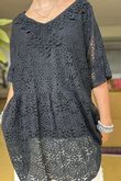 Made in Italy Love Shack Boho Smock Top Black 